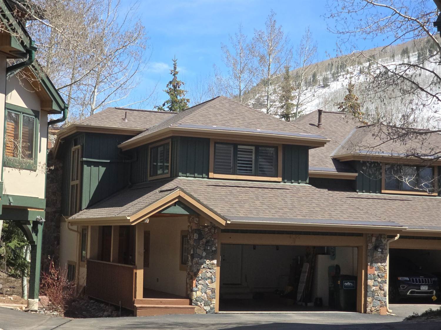 Completed Owens Corning Duration Storm Class 4 reroof at the Chateau Tremonte condominium complex by Bailey Roofing in Vail