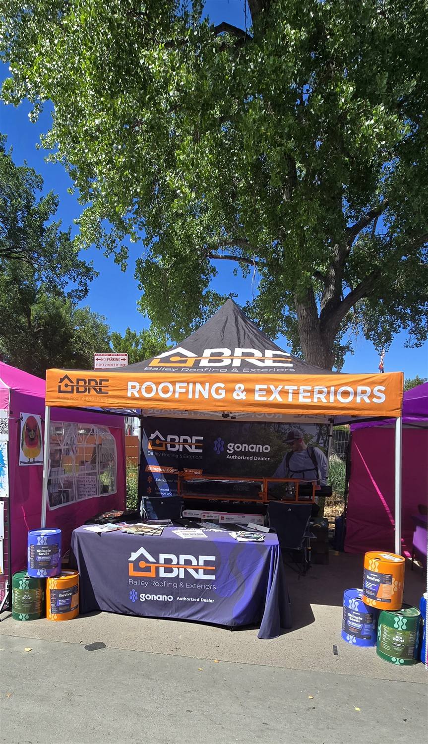 Bailey Roofing and Exteriors booth at the Parker Days festival in Parker, Colorado, June 2026